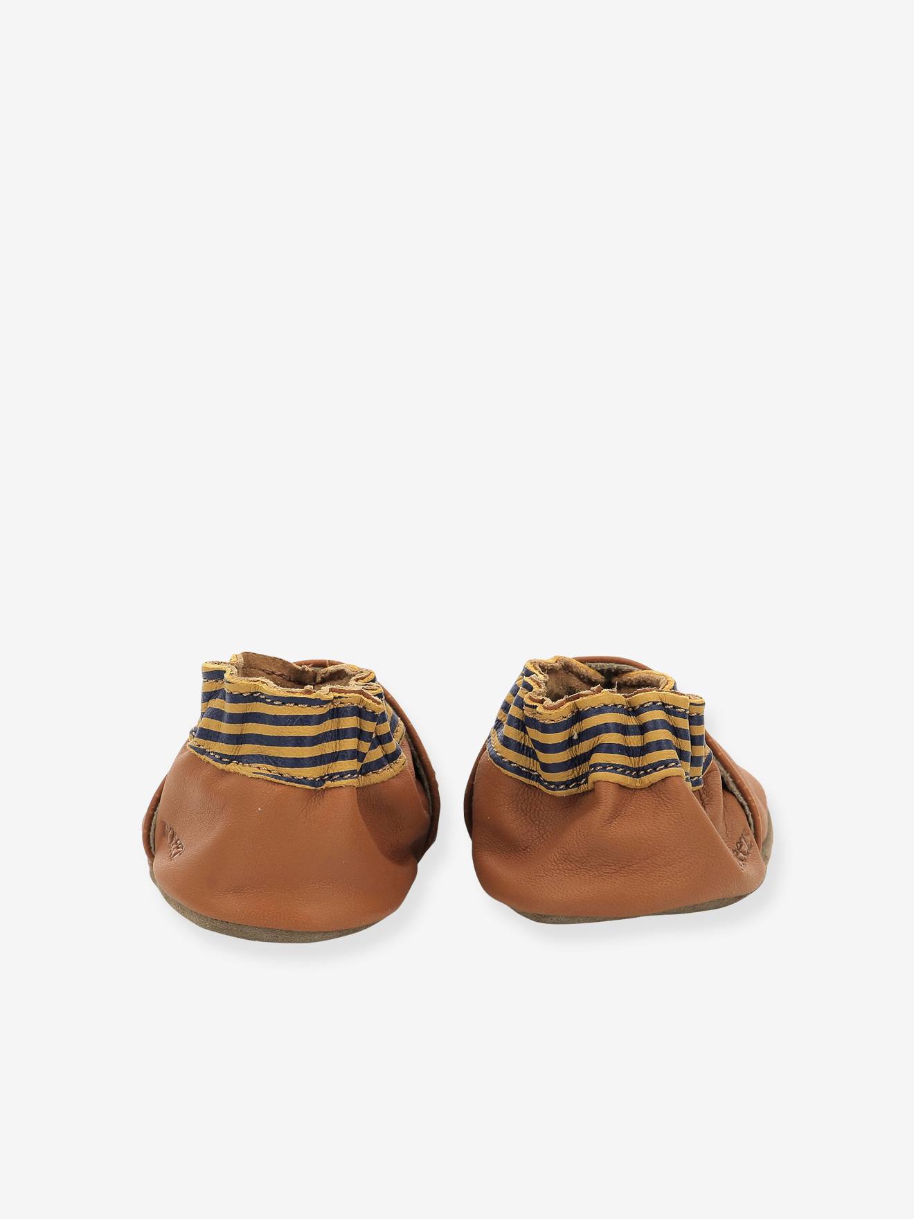 ROBEEZ© Hibou Choux 946770-10 Sapatinhos de Bebê em Couro Flexível Cor Camelo