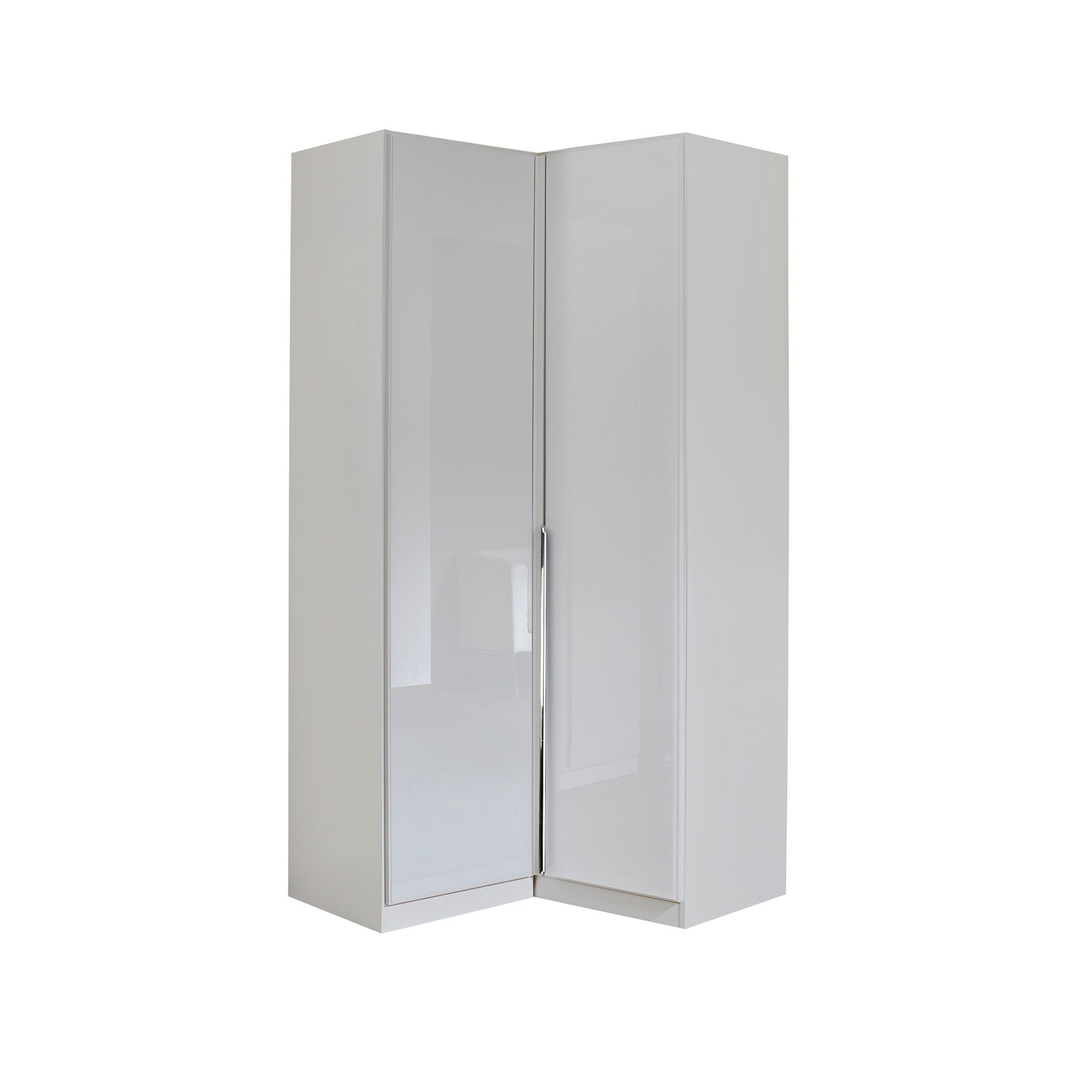 Eckkleiderschrank - seidengrau - Glasfronten - 1-türig - 45x229 cm
