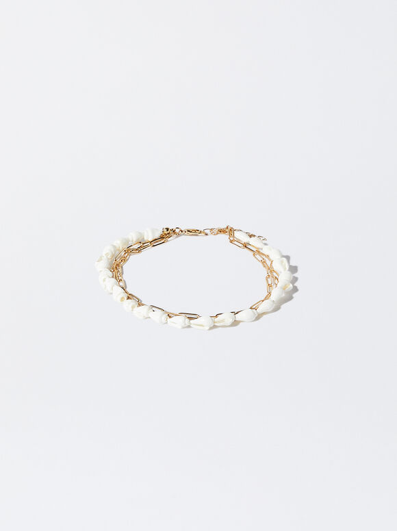 Pulseira de tornozelo em formato de concha - Dourada