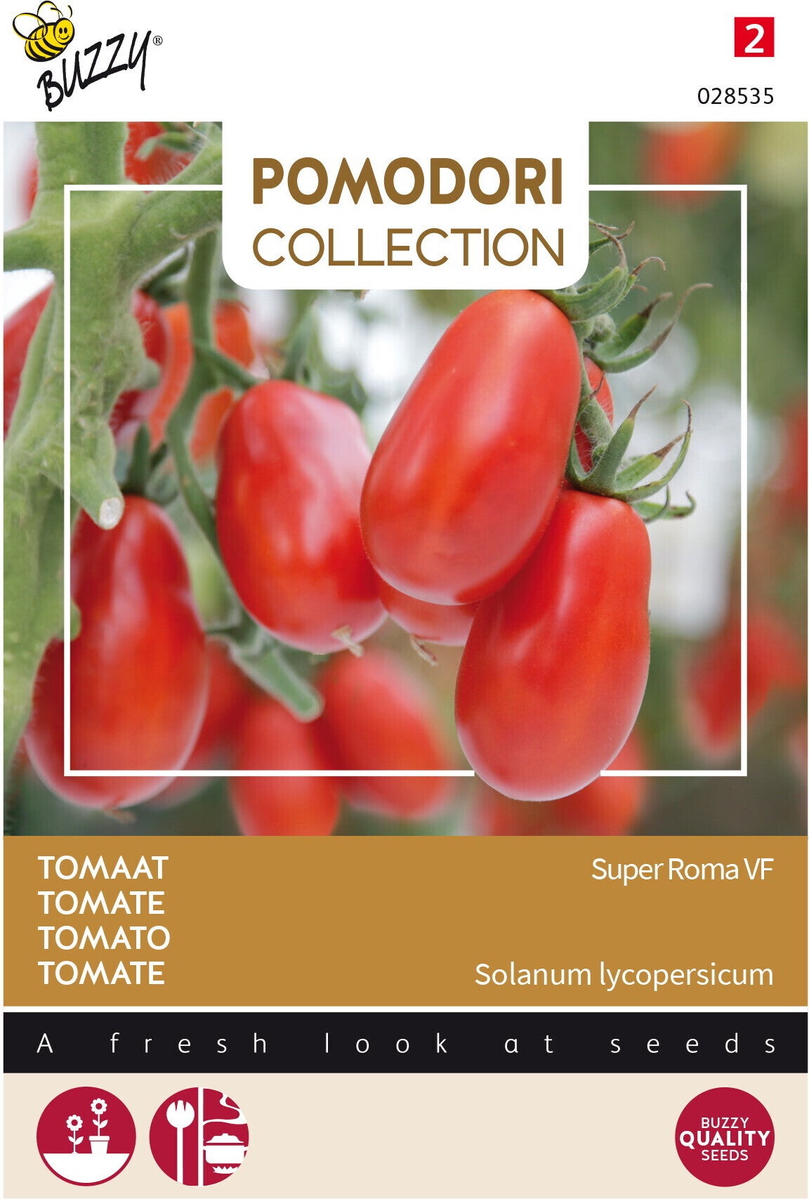 Buzzy® Pomodori groentezaad Tomaat (Lycopersicon esculentum 'Super Roma' VF)