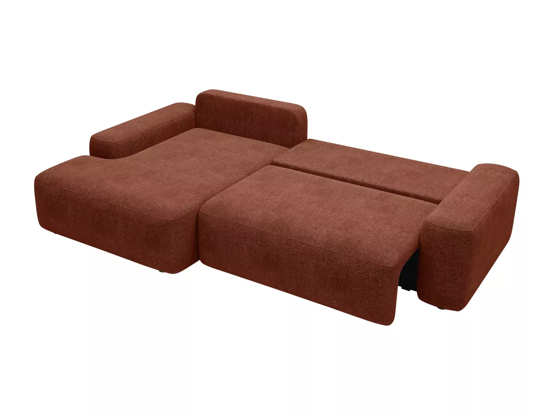 Canapé d'angle gauche convertible en tissu texturé terracotta DAVISO