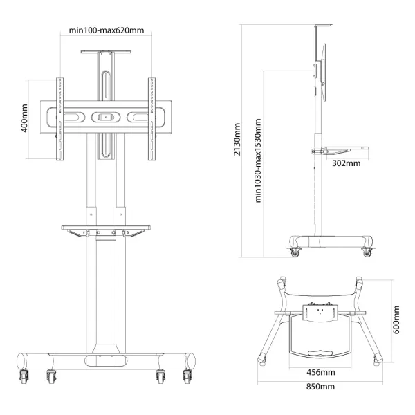 Neomounts NM-M1700 - Vogn med hjul - for LCD display - sort - skærmstørrelse: 32