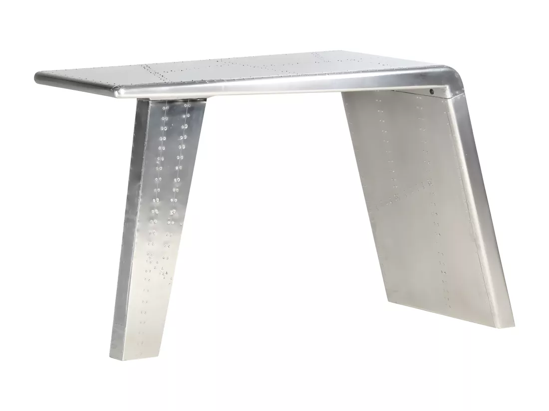 Bureau style avion Argenté 112x50x76 cm Métal