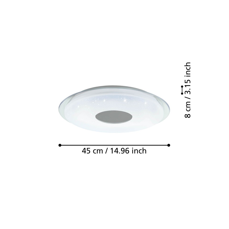 EGLO - Lanciano-Z plafond krom og hvid m/krystaleffekt Ø45 - TW - Zigbee, Bluetooth