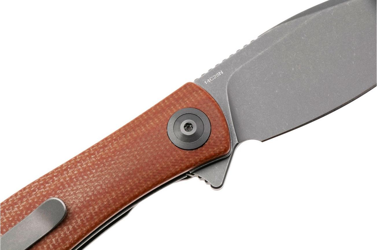 Trollsky Knives Mandu Evo MTE006 Stonewashed 14C28N, Brown Micarta, zakmes, Michael Trollsky design
