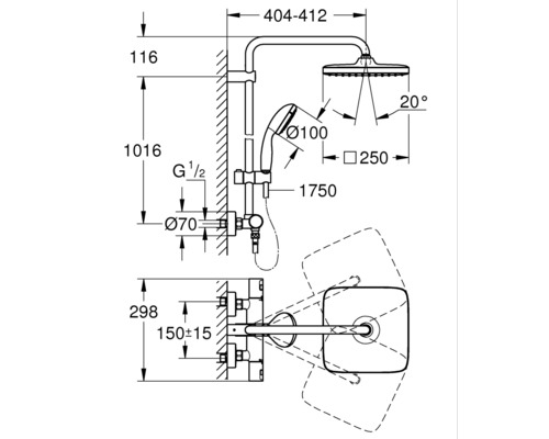 Douchekolom incl. thermostaat GROHE Vitalio Start System chroom 26696000