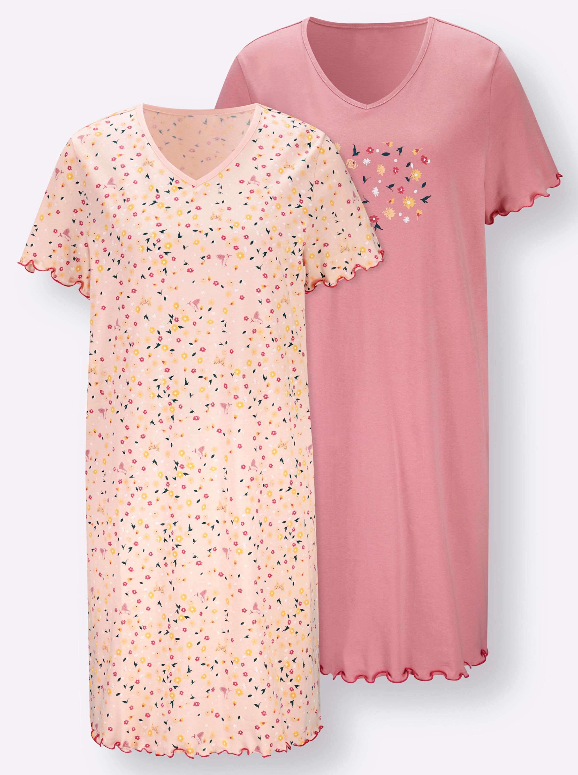 wäschepur Sleepshirts in altrosa + hellrosé-bedruckt