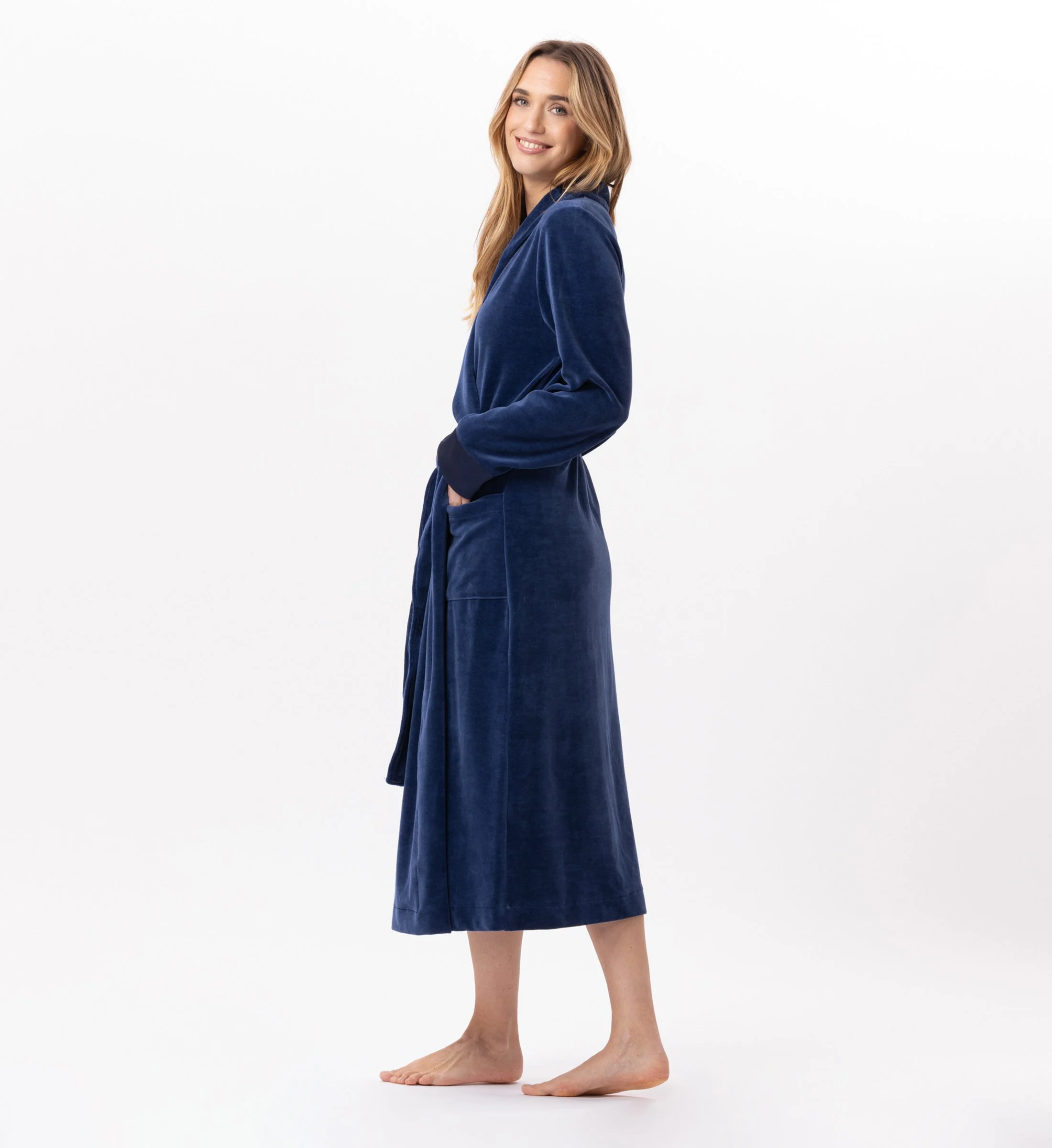 ESSENTIEL 867 - Peignoir en velours | Bleu