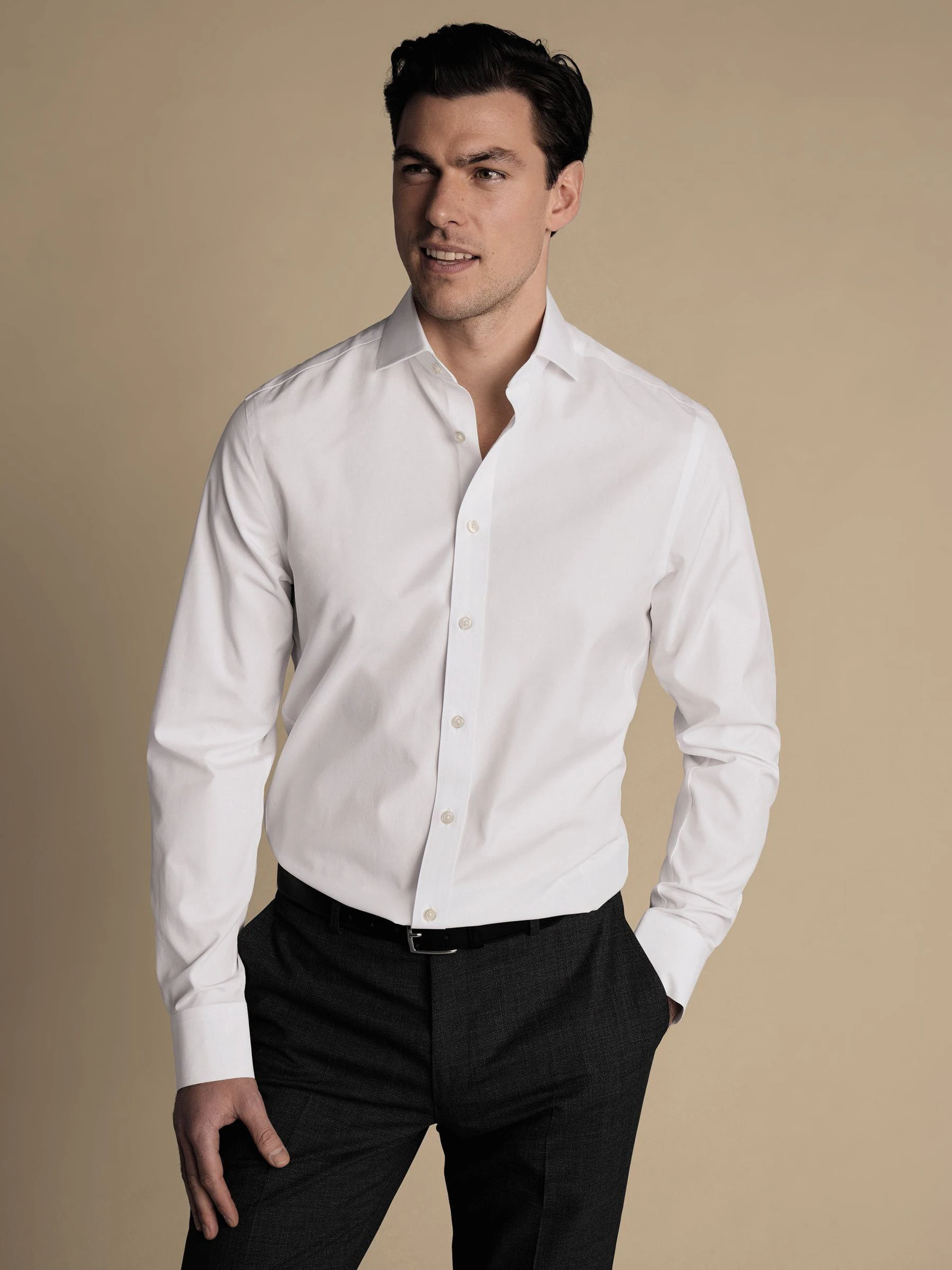 Charles Tyrwhitt Extra Slim Fit Cutaway Collar Non Iron Poplin 100% Cotton Shirt