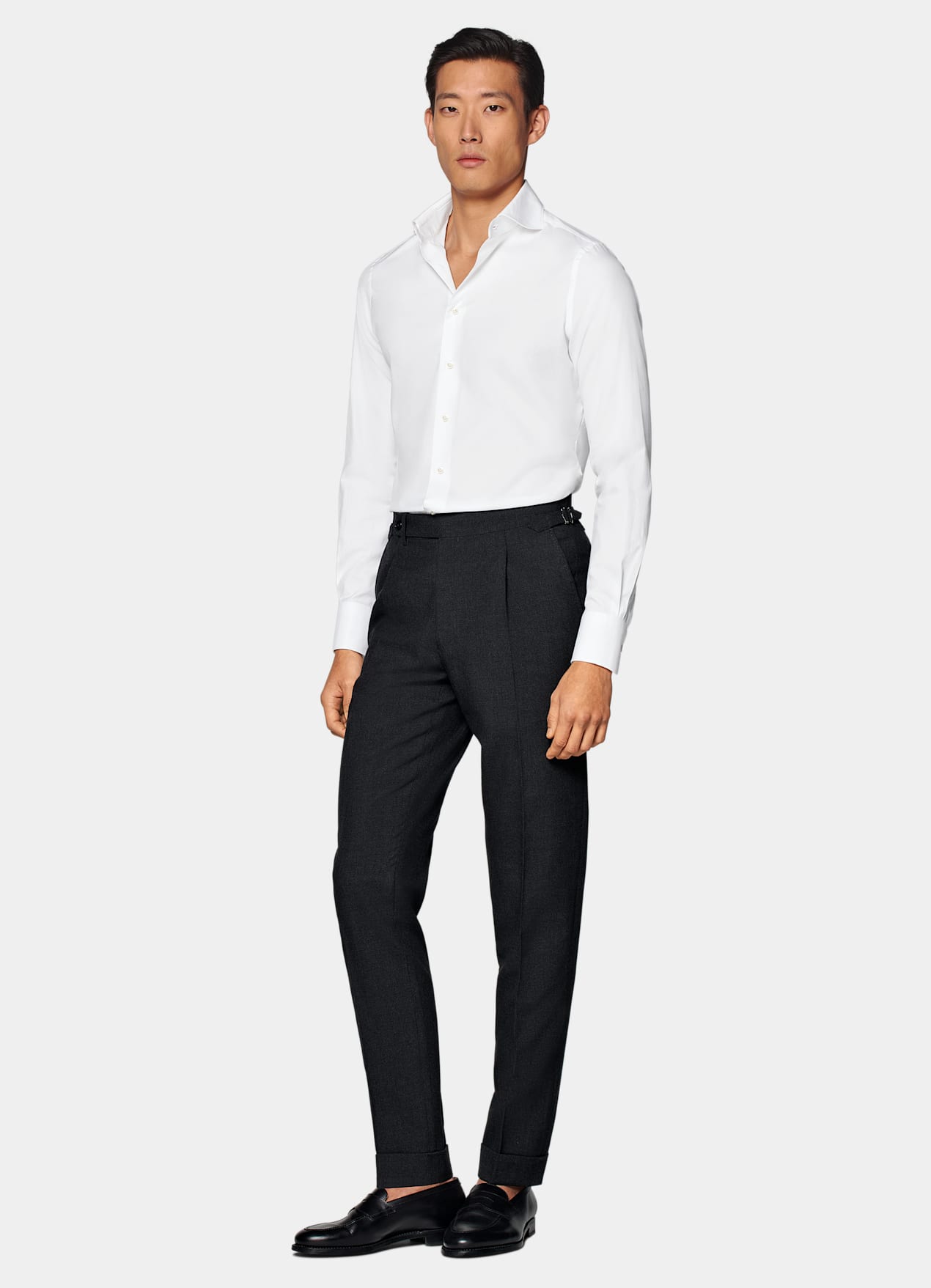 Chemise coupe très ajustée en twill blanche