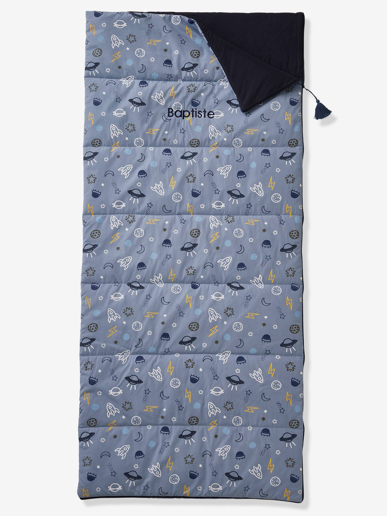 Saco de dormir Cosmos personalizável, tamanho médio, estampa azul.
