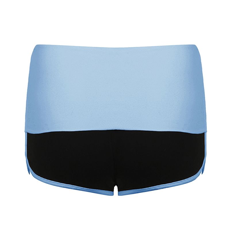 Sosana - Slim-fit minishort met lage taille en kleurblokken