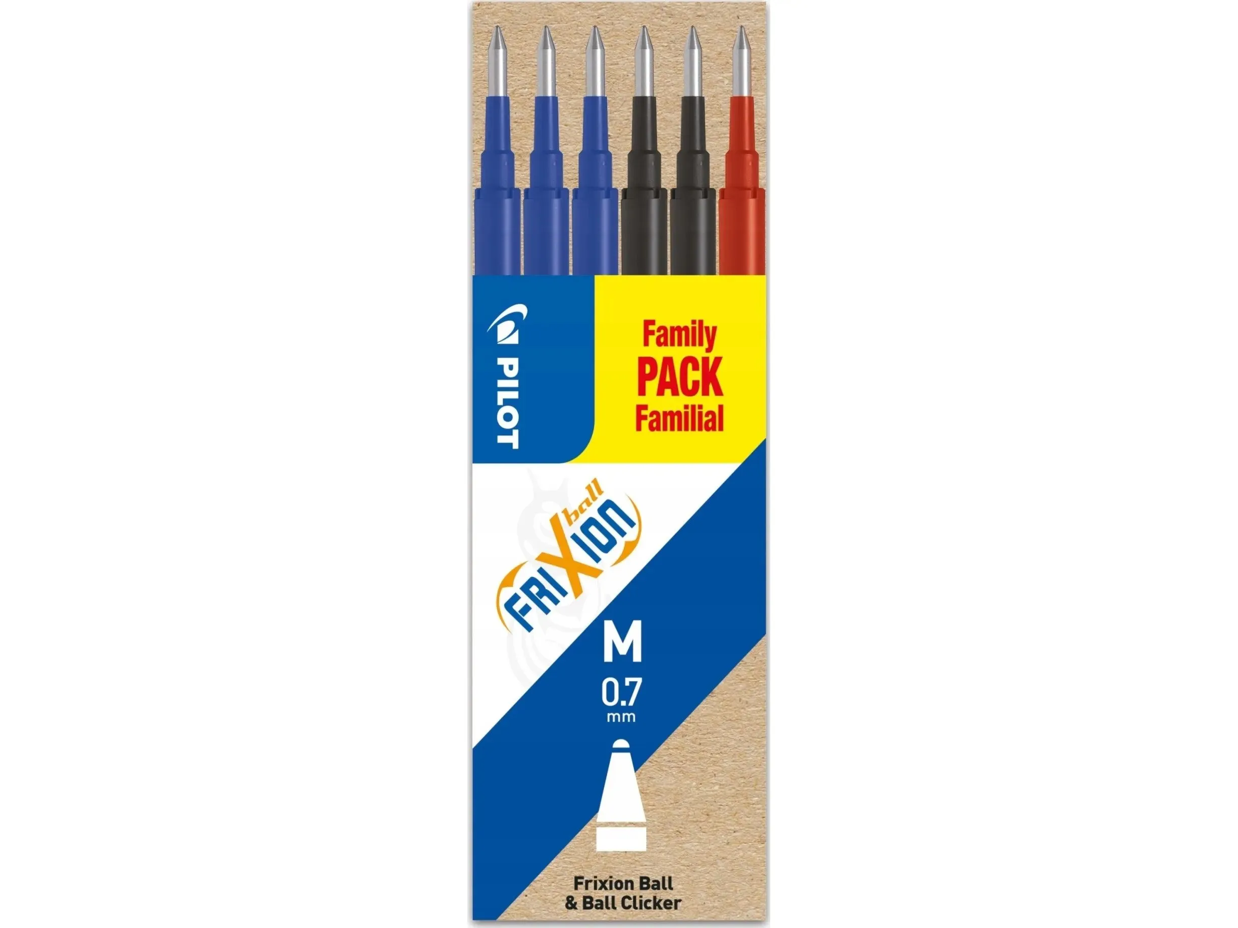 Refill Pilot FriXion Medium 0.7 mm - med 6 stk. ass. farver