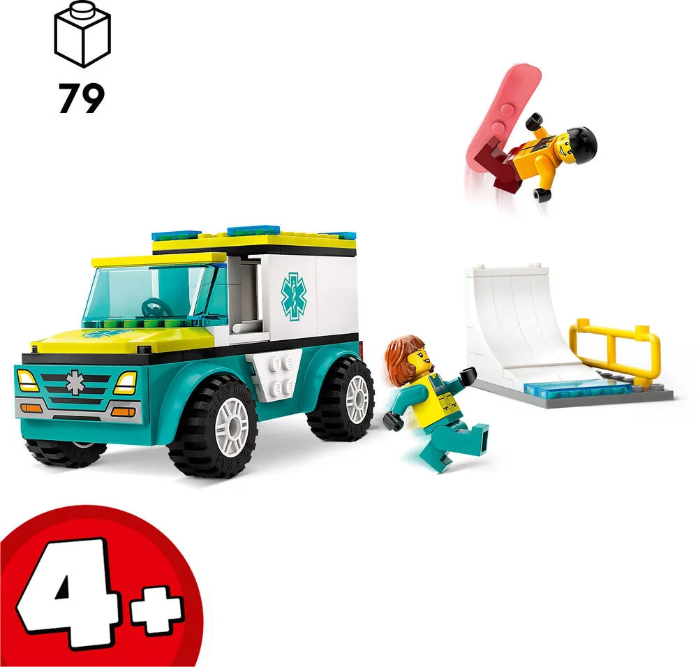 LEGO®CITY 60403 - L’AMBULANCE DE SECOURS ET LE SNOWBOARDEUR
