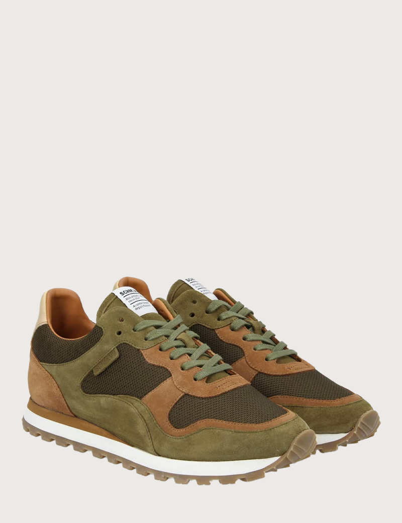 SCHMOOVE BASKETS TRAX RUNNER SUÈDE MESH KAKI OLIVE