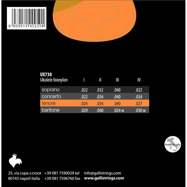 Galli Strings UX730 Tenor Ukulele Strings