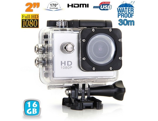 YONIS - Caméra sport étanche 30m 2'' HD 1080p grand angle 170° Argen...