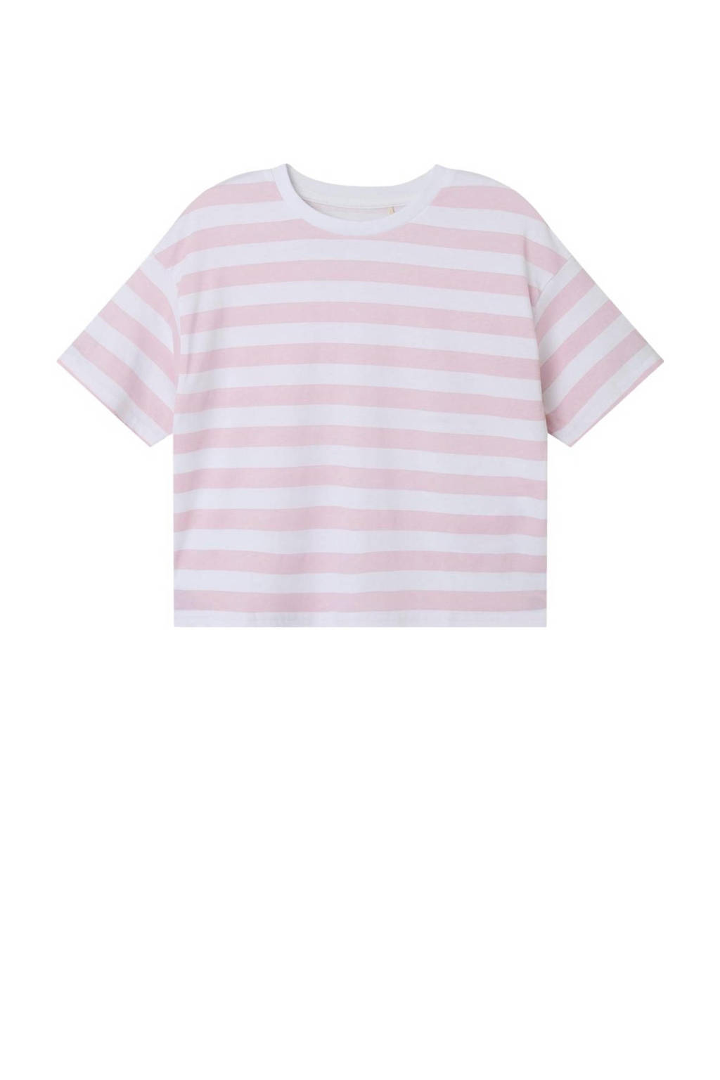 NAME IT gestreept T-shirt NKFVITANNI roze/wit