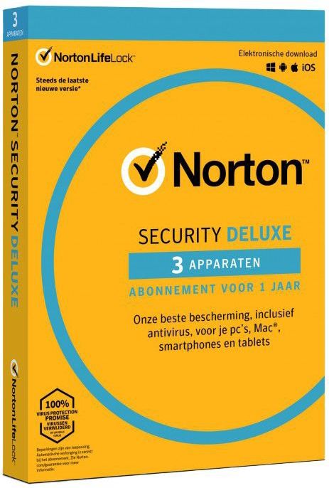 Norton - Security Deluxe - Software - 1 Jaar Abonnement - Voor 3 Apparaten