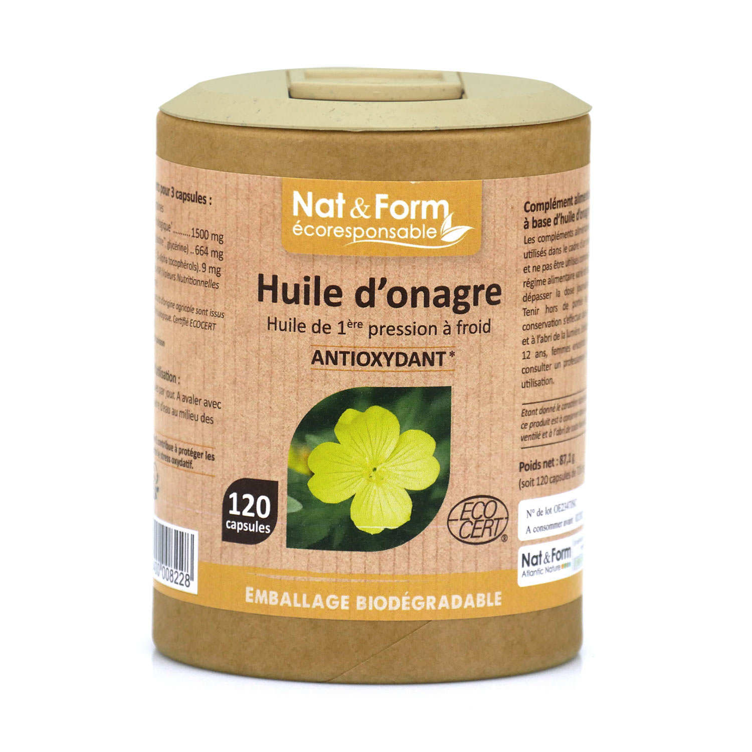 Huile d'onagre - 120 capsules de 726mg