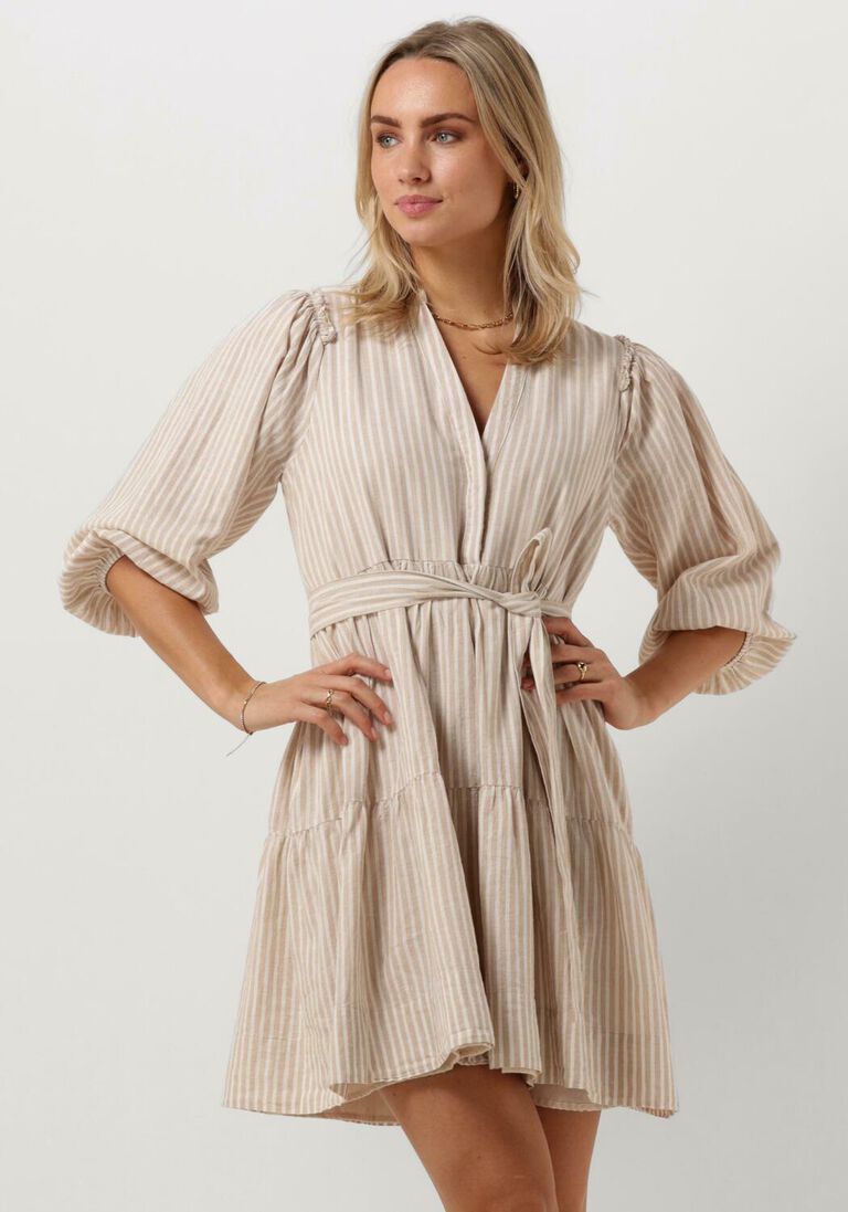 SELECTED FEMME witte selected femme mini jurk slfhillie 3/4 striped short linen dress