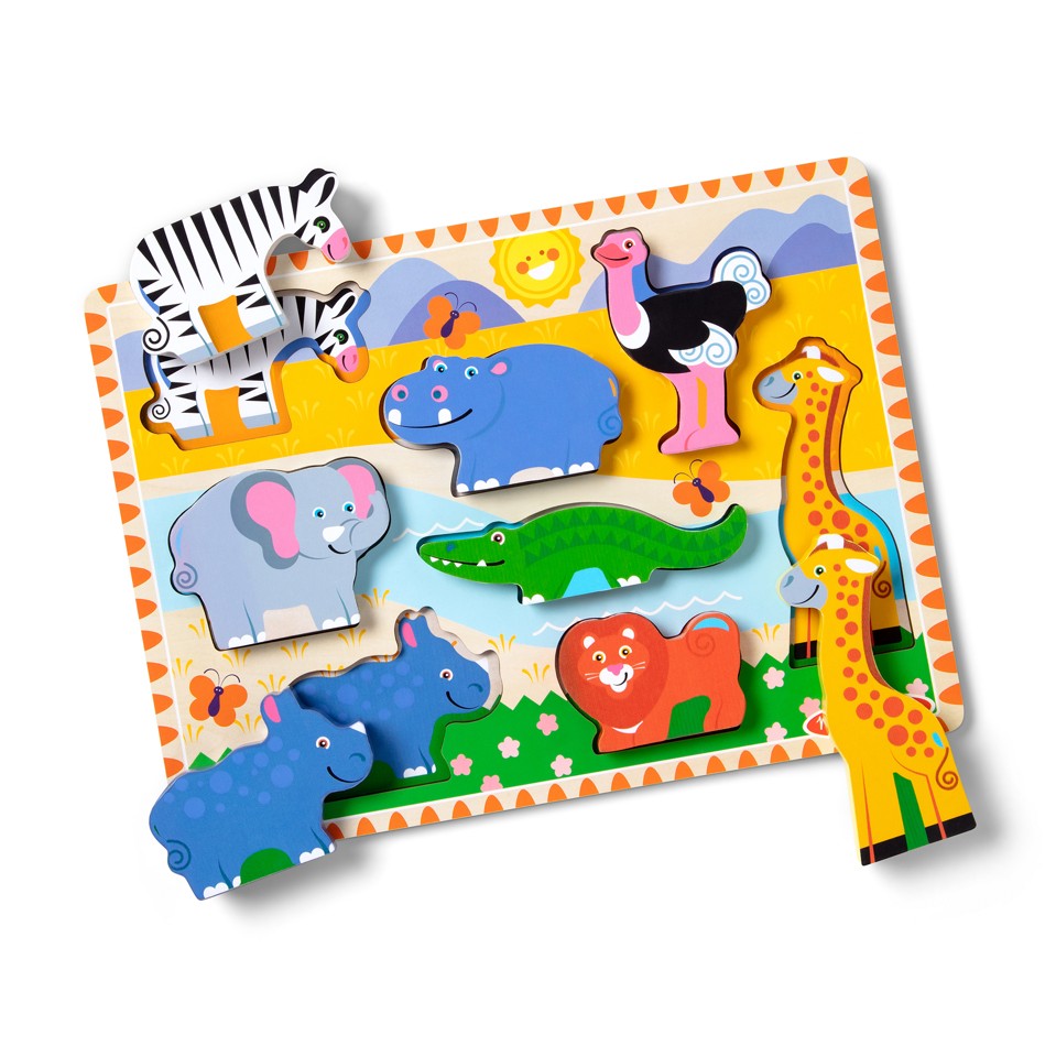 Melissa & Doug - Safari Chunky Puslespil- 8 brikker