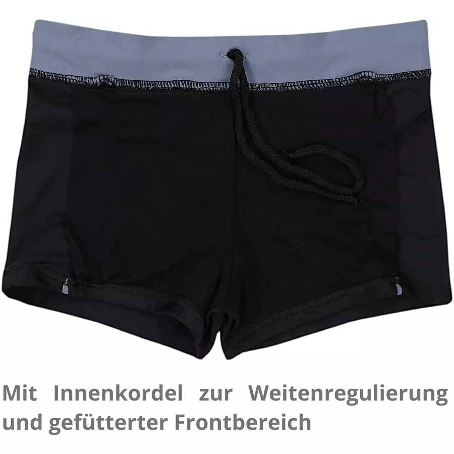 Aquarti Jungen Kinder Badehose Seitliche Paspel schwarzgrau