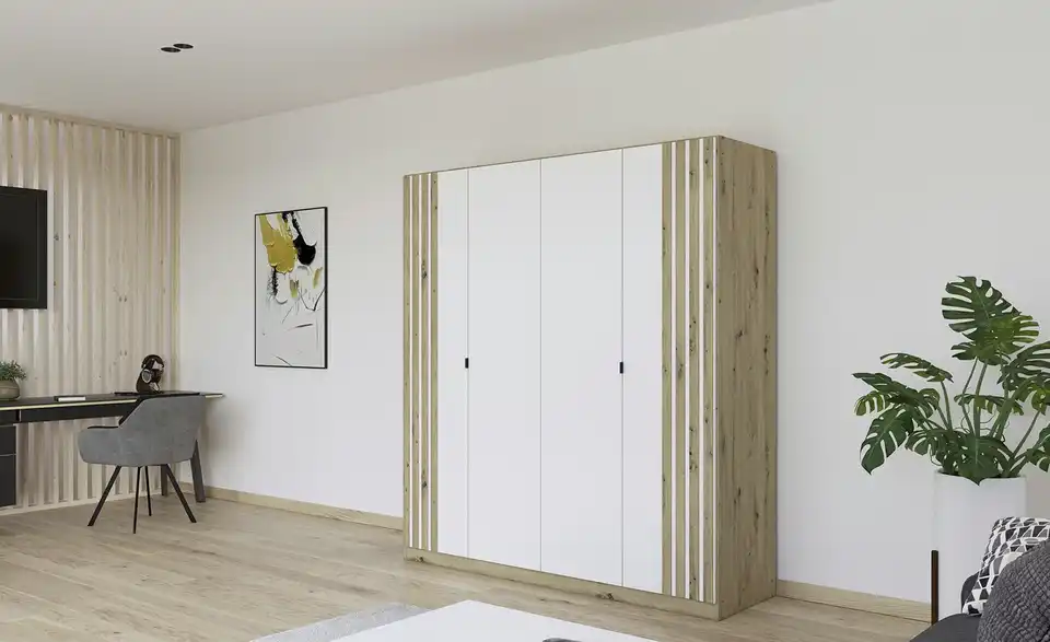 Drehtürenschrank Genua Weiß 4 Stück