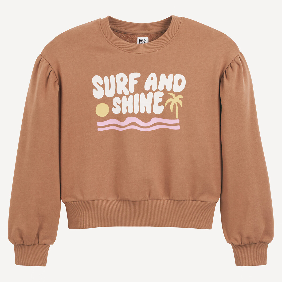 COLEÇÕES LA REDOUTE<br>Suéter com gola redonda e texto, em fleece