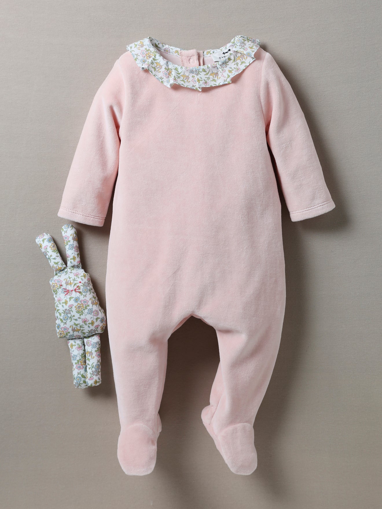 Dors-bien en velours et tissu Liberty + doudou