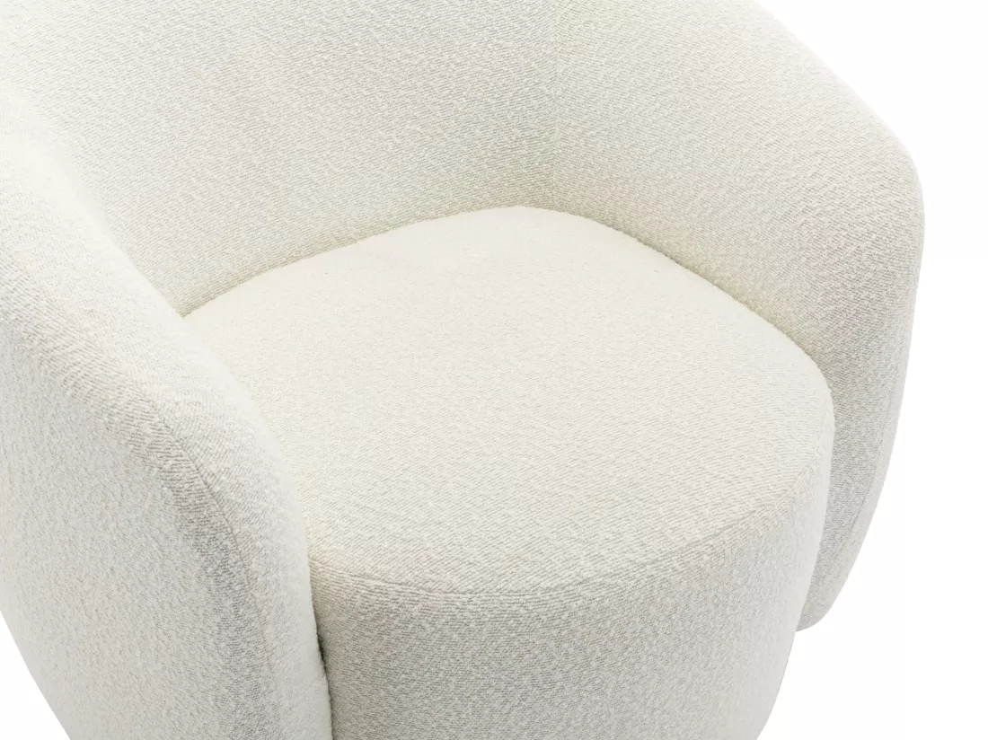 Fauteuil pivotant en tissu bouclette blanc VEREIDE