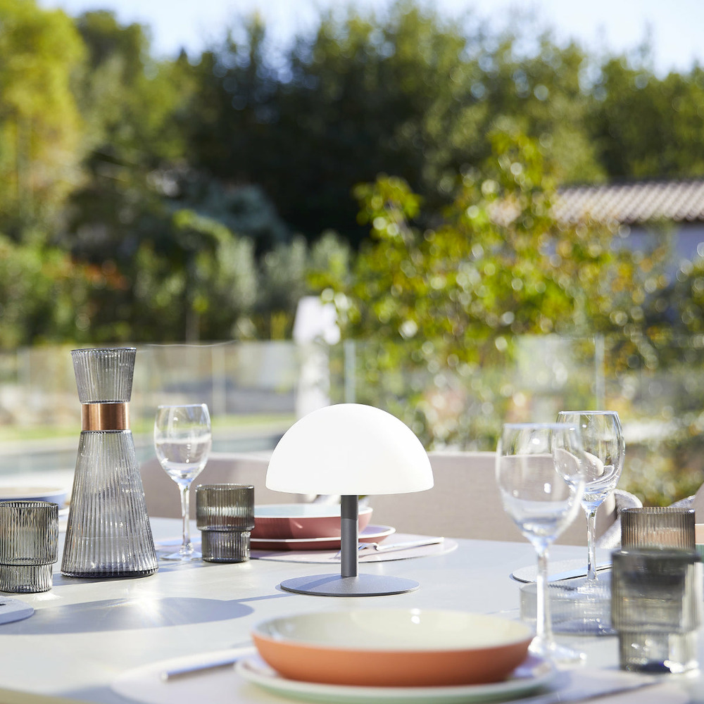 Lampe de table sans fil neptune rock gris plastique h20cm