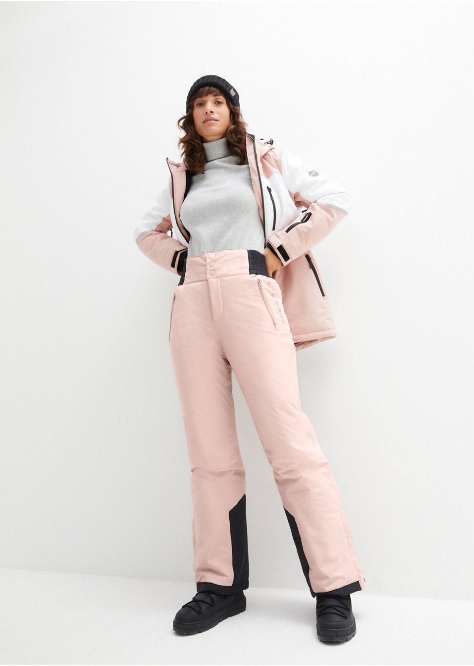 Pantalon de ski thermo fonctionnel coupe haute avec taille confortable, étanche, Straight
