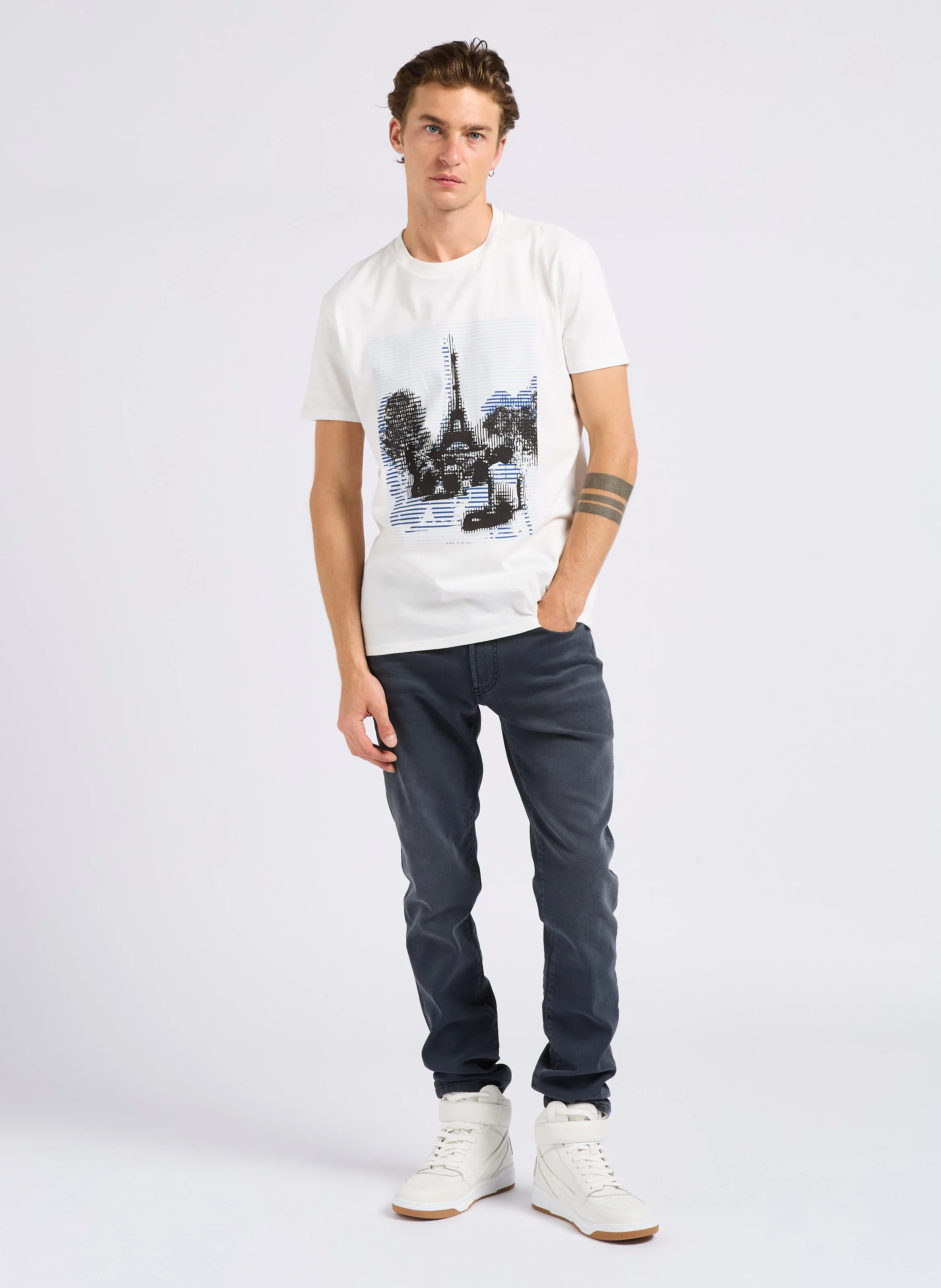 Jean slim en coton mélangé | Gris