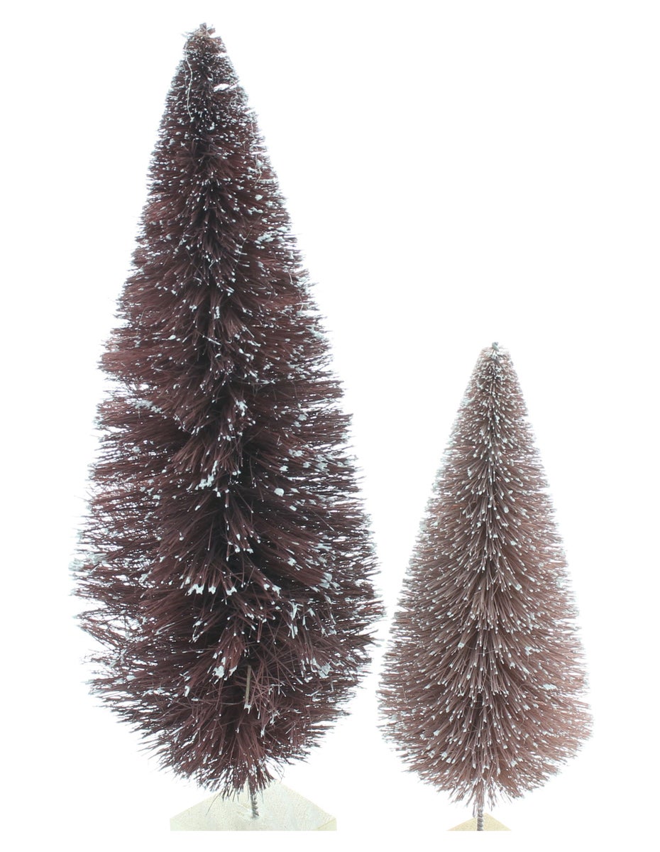 FRANK FLECHTWAREN | Dennenboom Winterdroom, Set van 2, 6 x 6 x 20 cm, 9 x 9 x 29 cm, PLASTIC, HOUT