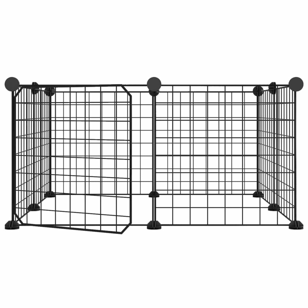 Cage animaux de compagnie à 8 panneaux et porte noir 35x35 cm