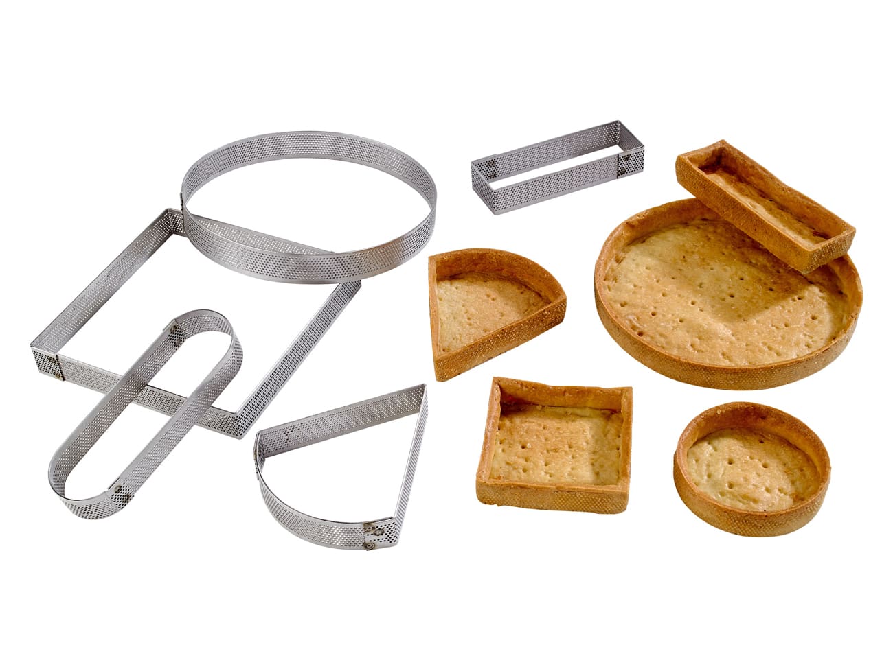 Rectangle à tarte perforé inox - Bord droit - 10 x 4 cm - Mallard Ferrière