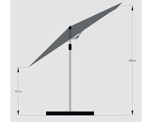 Soluna Orléans zweefparasol, 300 x 300 cm, vierkant, donkergrijs