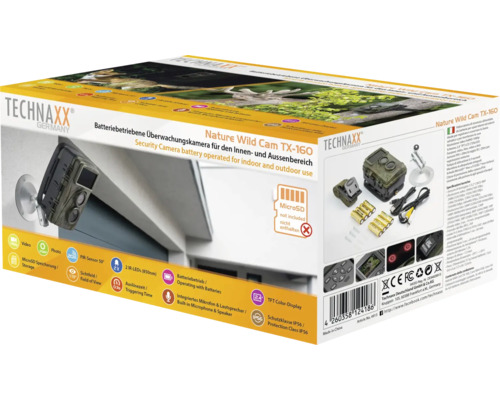 Technaxx Nature Wild Cam TX-160 batterijgevoede wildcamera voor binnen- en buitengebruik, ca. 9 x 7,2 x 13,6 cm, Full HD