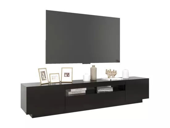 Meuble TV avec lumières LED Noir 200x35x40 cm