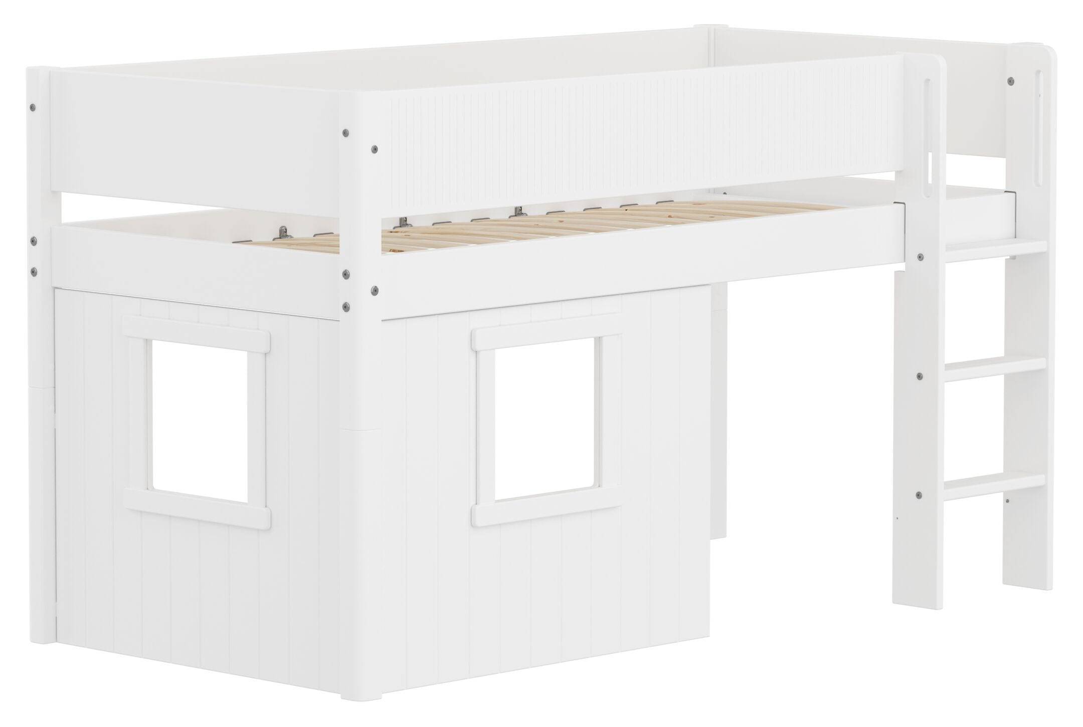 Flexa WHITE Halbhochbett mit Baumhaus - Weiss / B: 109.0 cm x T: 210.0 cm x H: 120.0 cm