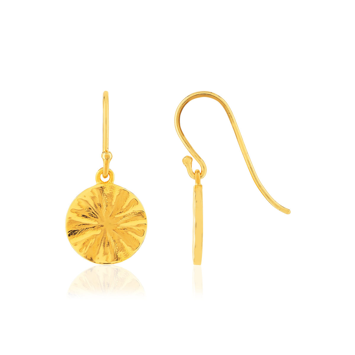 Boucles d'oreilles plaqué or médailles martelées