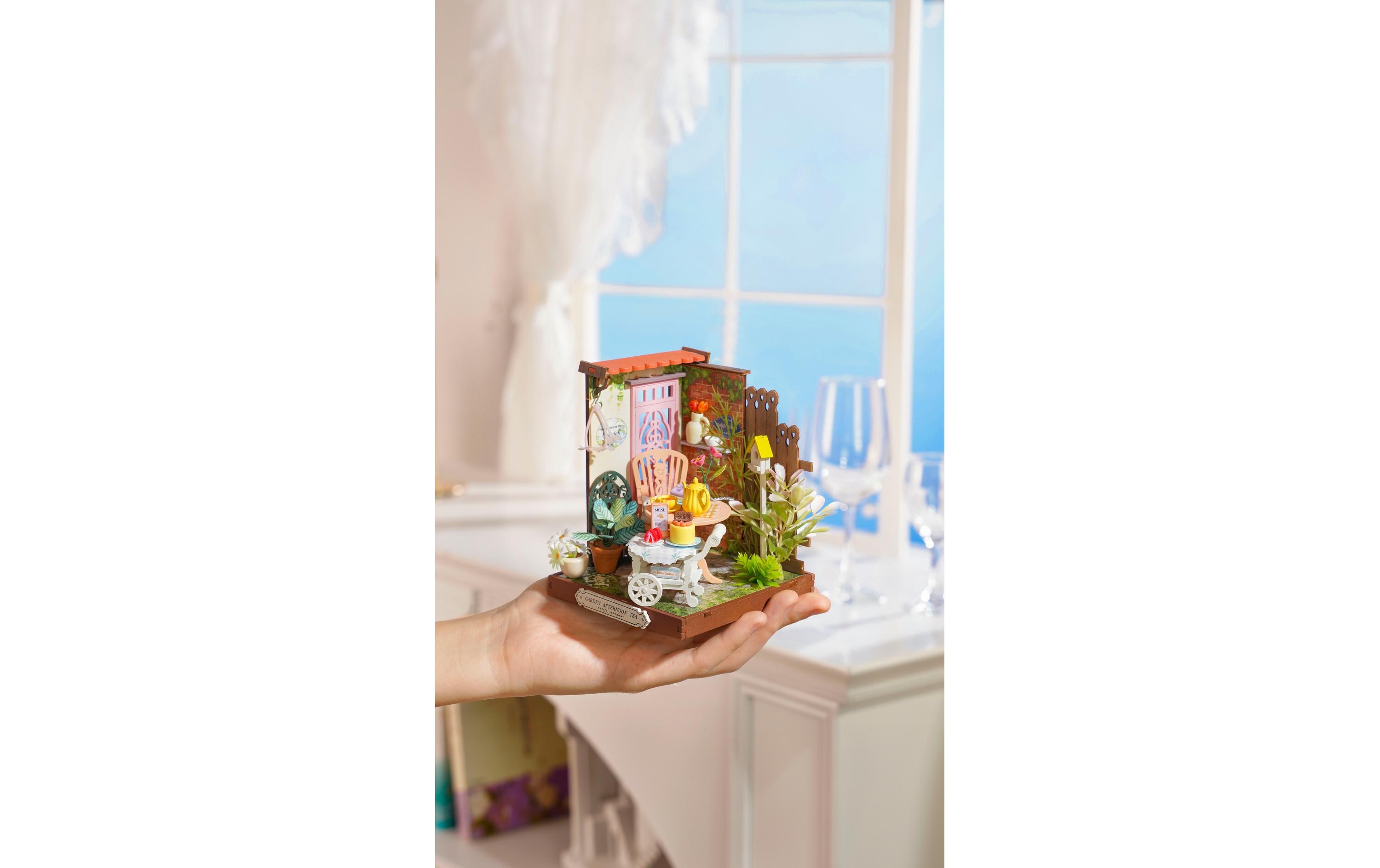 Bausatz Eleganter Teegarten3D-Puzzle aus lasergeschnittenen Holzteilen