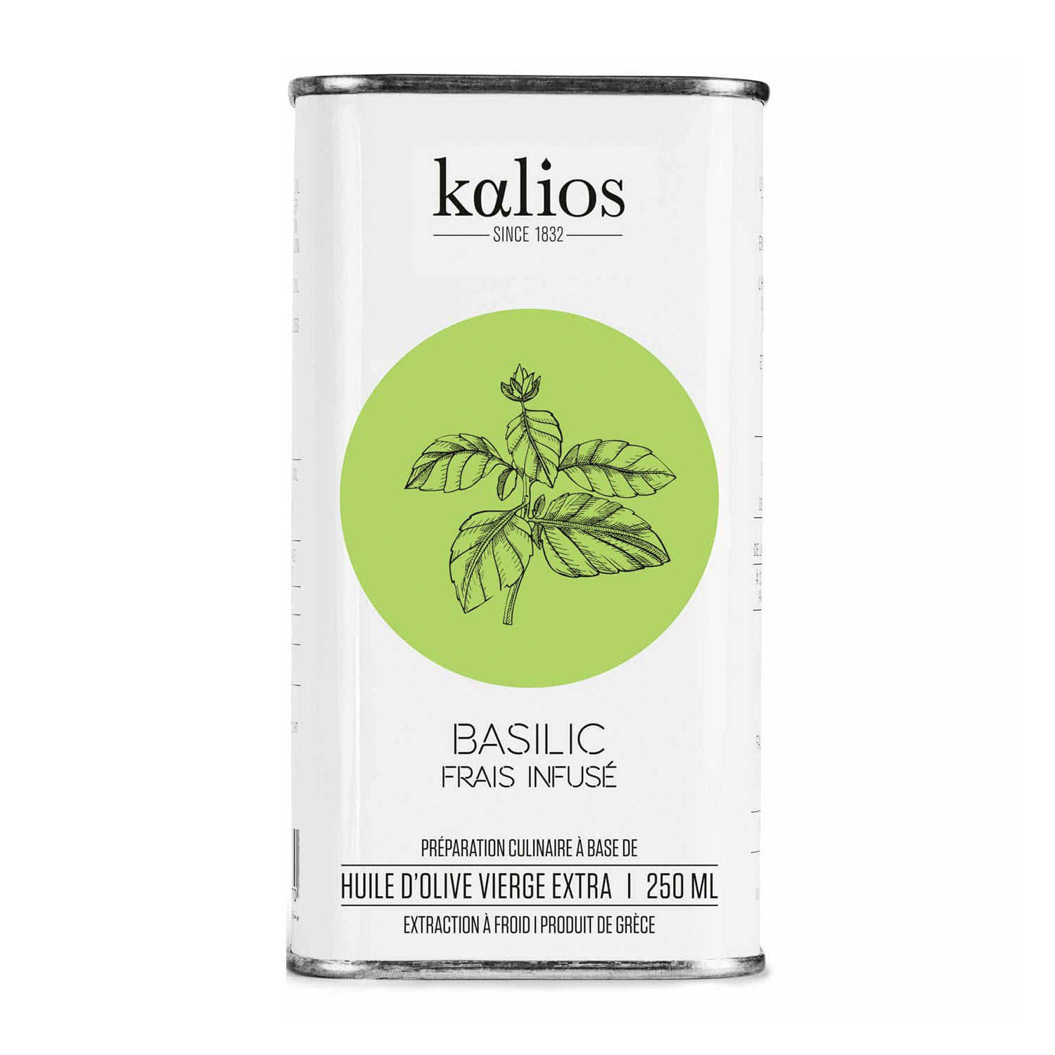 Huile d'olive vierge extra infusée au basilic - Kalios