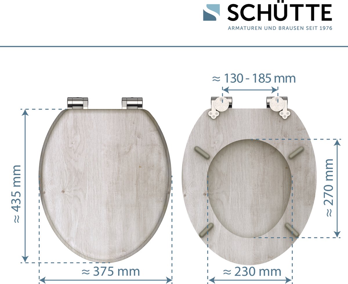 Schutte Mabel softclose toiletzitting grijze houtprint
