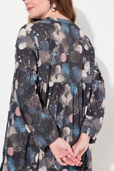 Longbluse, A-Linie, Rundhals, Langarm, Biobaumwolle