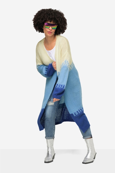 Long-Strickjacke, Farbverlauf, Langarm