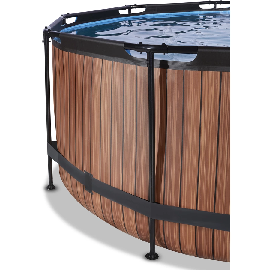 EXIT Wood Pool ø360x122cm mit Sandfilterpumpe, braun