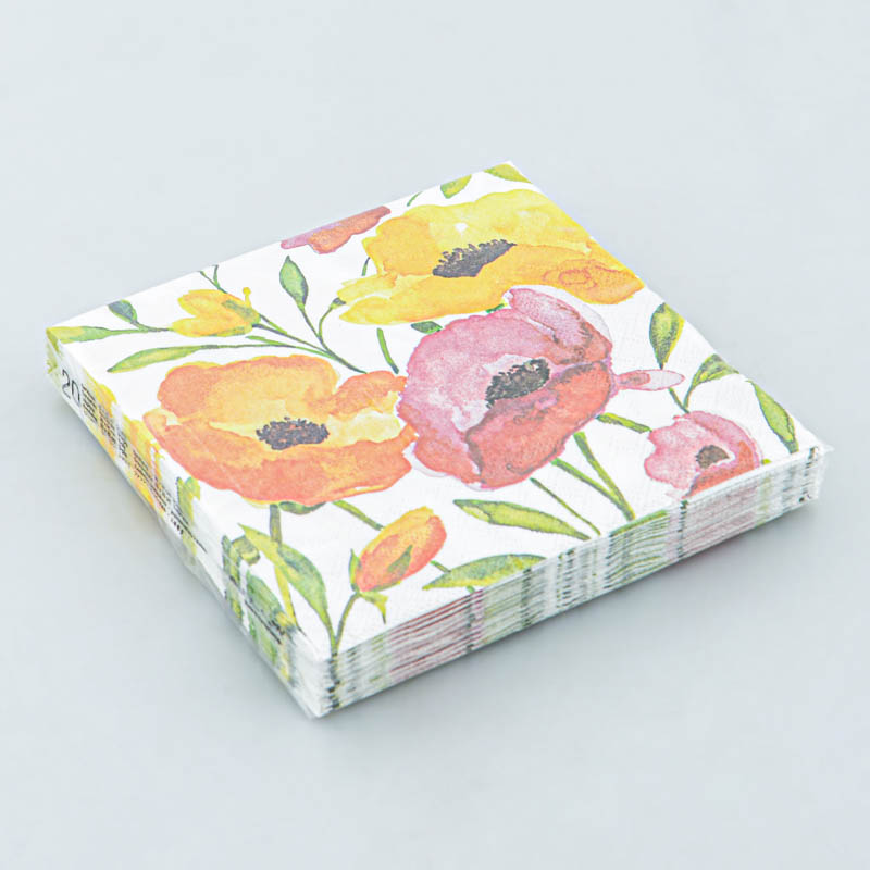 Lot de 20 serviettes coquelicot