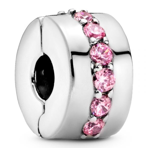 Pandora Joalheria Charme de Clipe de Linhas Brilhantes Rosa 791972pcz